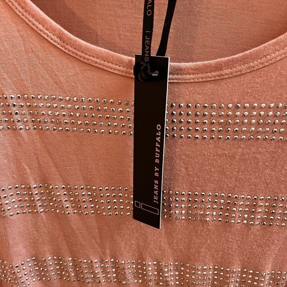 I Jeans by Buffalo Pink Silver Stuffed Long Sleeve Shirt sz L NWT - Picture 4 of 7